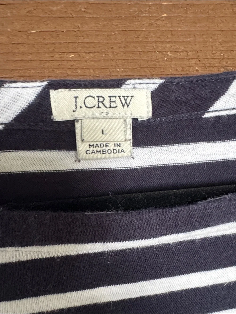 J. Crew Navy & White Striped Top with Red Cherry Details size Large